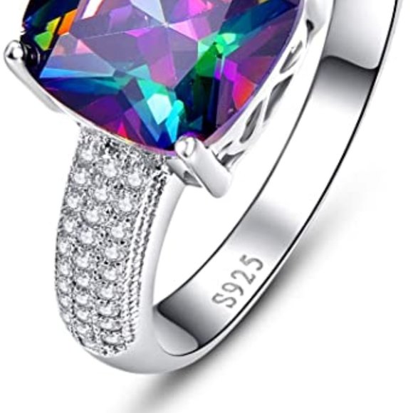 7.3ct Mystic Rainbow Ring - 925 Sterling Silver - Picture 4 of 5